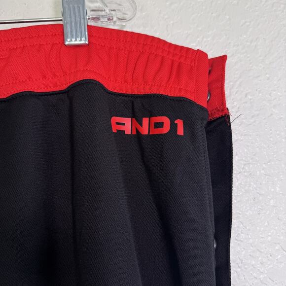 AND1 Basketball Pants Mens 3XL Tearaway Snap Y2K Athletic Black Red Classic Fit - Picture 9 of 13